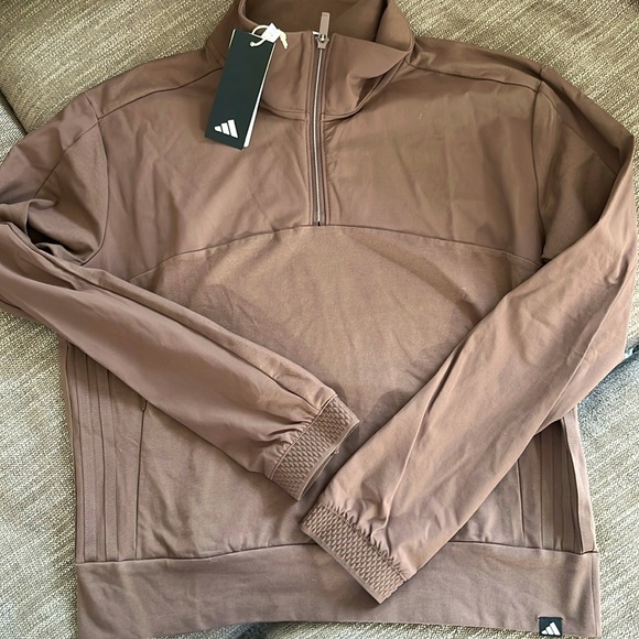 adidas Tops - NWT Adidas women’s golf sport quarter zip mocha brown sz M